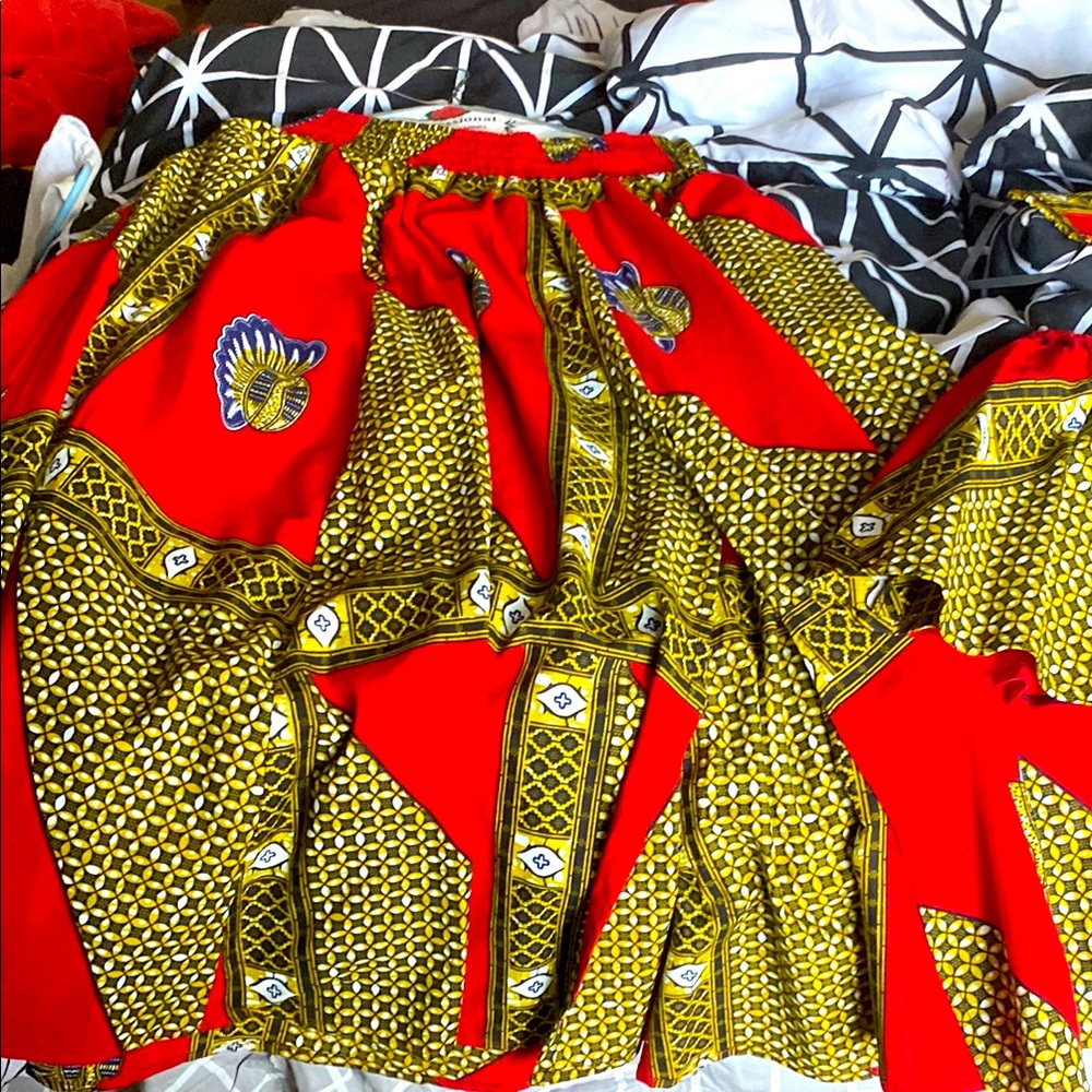 Vibrant Red and Gold Women's Skirt